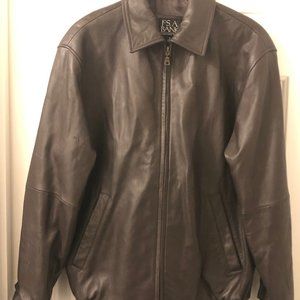Jos A. Bank Signature Collection Brown Soft Leather Jacket Men Bomber